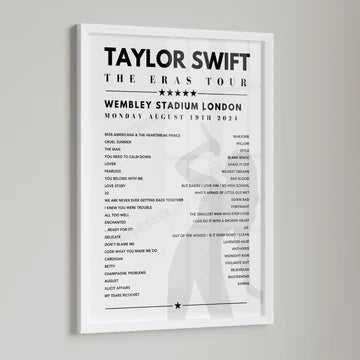 Taylor Swift Setlist Poster Sketch - Wembley, London, on Aug 19th 2024