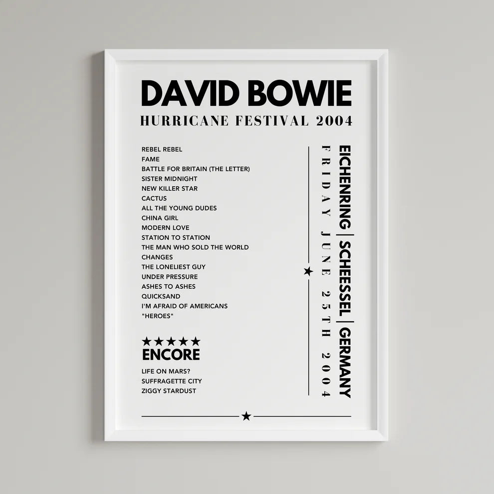 David Bowie Setlist Poster - Eichenring, Germany on June 25th 2004 (Copy)